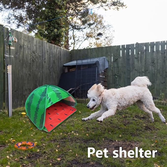 Dog Beach Tent Sun Shelter, 1 Pack Watermelon Portable Sun Shelter Automatic Pop-up Beach Tent Mini Dog Cat Tent Pet Protection for Indoor and Outdoor, M