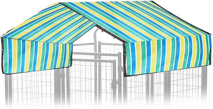 Upgrade Dog Kennel Cover Mesh Shade Panel with Grommets - Weather Guard Extra Large All Season Dog Run Cover & Roof (Green, 10x10FT)