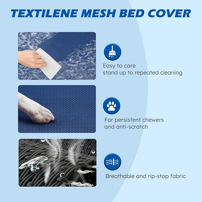 Cooling Elevated Dog Bed, Raised Dog Bed with Washable Breathable Mesh and Metal Frame, Portable Dog Cot Bed with No-Slip Feet for Outdoor and Indoor Use