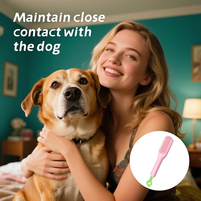 Retractable Pet Brush-8.7in. Soft - Bristled For Gentle Hair Removal On Small Dogs (Yorkies, Shih Tzus, Maltipoos), Pink