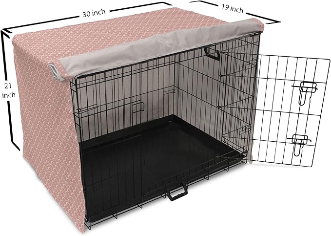 Lunarable Damask Dog Crate Cover, Victorian Ornate Feminine Pattern Old Fashioned Repeated Curly Floral Leaves, Easy to Use Pet Kennel Cover for Cats & Medium Dogs, 30 Inch, Beige Rose