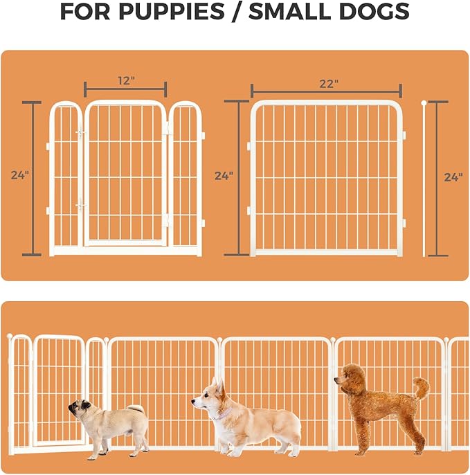 FXW Homeplus Dog Playpen for Indoor Use - Stress-Free and Safe Play, Heavy Duty 24 Inch 12 Panels Dog Pen for Puppies & Small Dogs, White│Patented