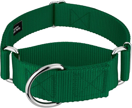 Country Brook Petz 1 1/2 Inch Martingale Heavy Duty Nylon Adjustable Dog Collar for Small, Medium, Large Breeds - Vibrant 17 Color Selection (Green, Large)