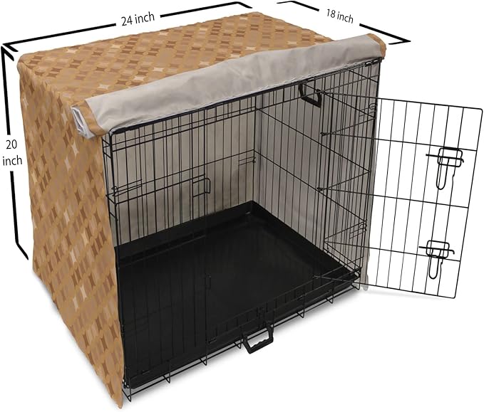 Lunarable Abstract Dog Crate Cover, Classic Print of Retro Style Round Intricate, Easy to Use Pet Kennel Cover for Cats & Medium Dogs, 24 Inch, Cocoa Pale Brown