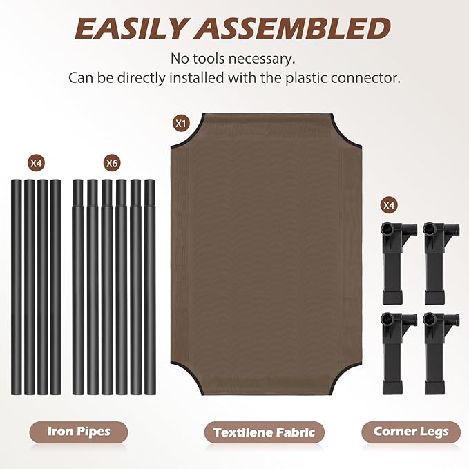 Cooling Elevated Dog Bed, Raised Dog Bed with Washable Breathable Mesh and Metal Frame, Portable Dog Cot Bed with No-Slip Feet for Outdoor and Indoor Use