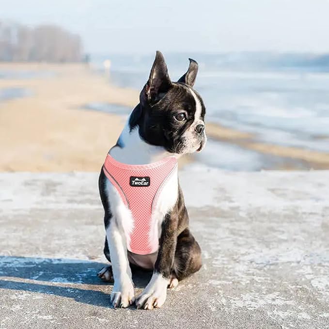 TwoEar Dog Vest Harness Reflective, No-Pull Pet Harness Easy Control with Breathable Mesh, Soft Puppy Step-in Harness No-Choke for Outdoor Walking, Training for Medium Dogs(M, Pink)