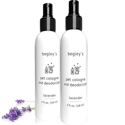 Begley's Pet Cologne and Deodorizer - Premium Essential Oil Dog Perfume Spray Long Lasting and Pet Odor Eliminator - Cat Perfume and Dog Cologne Spray - Lavender - 4 oz