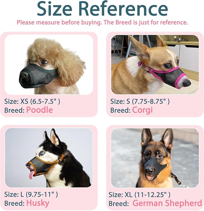 LUCKYPAW Dog Muzzle, Mesh Dog Muzzle for Large Medium Small Dogs, Soft Muzzles for Biting Chewing Fierce Barking, Breathable Muzzle with Adjustable Strap for Training (Hot Pink, S(Snout:7.75"-8.75"))