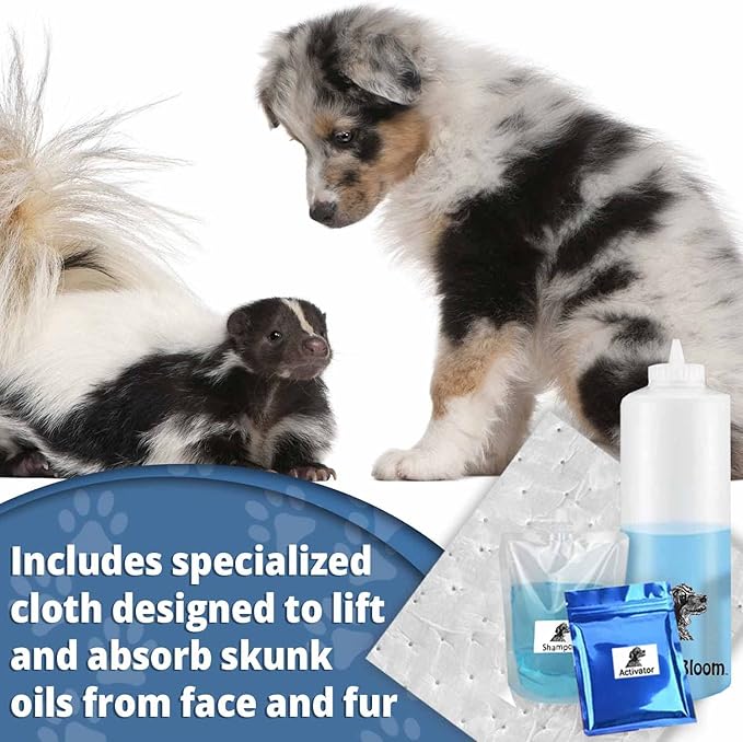 UpBloom - Benny's Best Pet Skunk and Odor Eliminator Shampoo Deodorizer Kit Buddy - Dog, Cat and Pet Skunk Shampoo and Accessories - Bathing Supplies and Odor Remover Products for Smelly Dogs and Cats