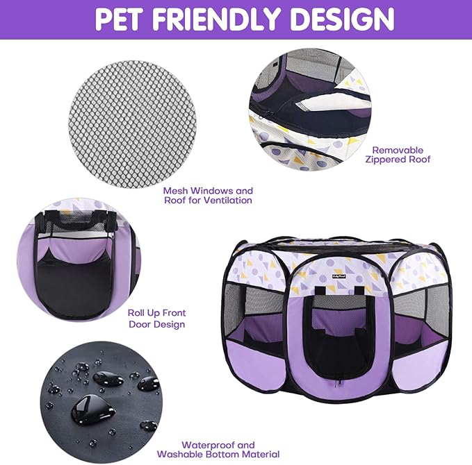 Lucky Monet Portable Dog Cat Playpen Small Dog Puppy Kitten Play Pens Indoor Pop Up Travel Dog Pen for Outdoor Camping Use