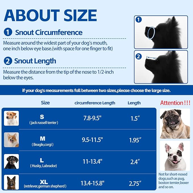 Dog Muzzle,Soft Mesh Breathable Muzzle, Air Mesh Dog Muzzle with Reflective & Adjustable Strap for for Biting Chewing Grooming,Allow Panting Drinking,Dog Muzzle for Medium (Blue, L)