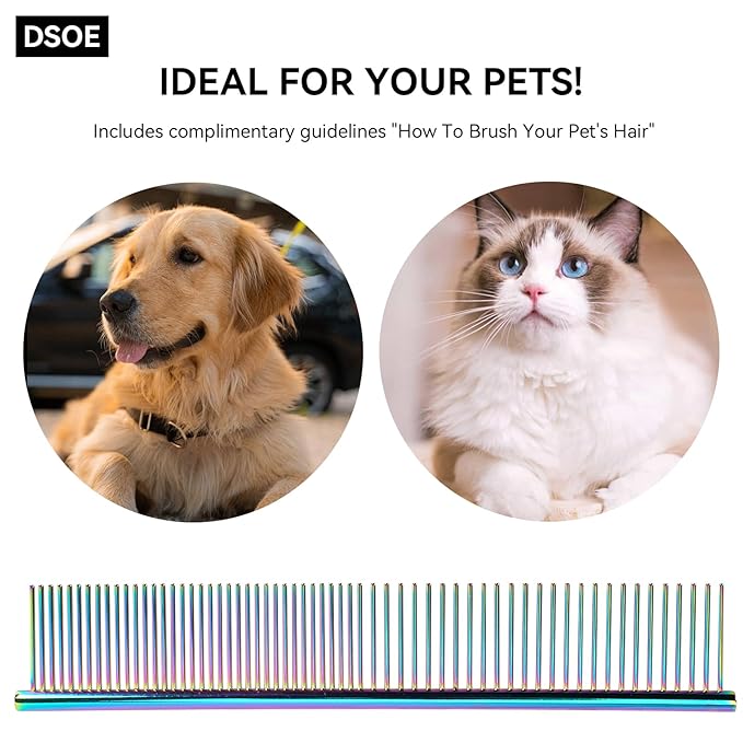 Metal Dog Comb for Removing Knots and Tangles, Cats with Long Hair
