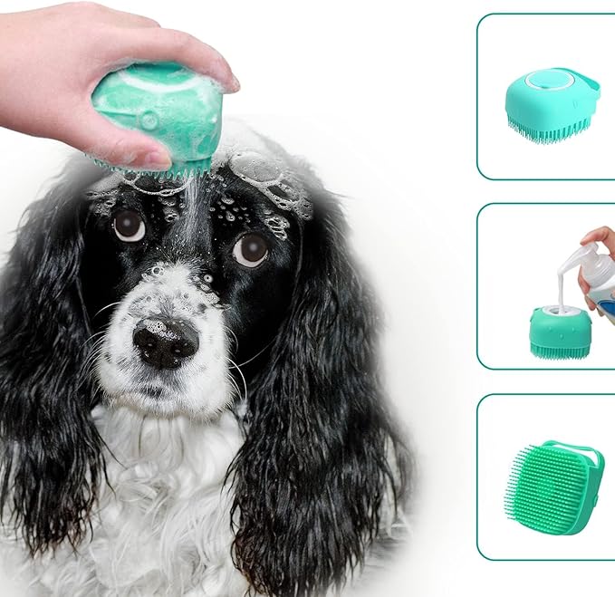 Shampoo Cat Dog Sink Brush Washing Soap and Shampoo for Long Short Haired Dogs Cats Shower Pet Grooming Bath Soft Silicone Bristle Massage Brush OZE-50 (Pink, Standart)