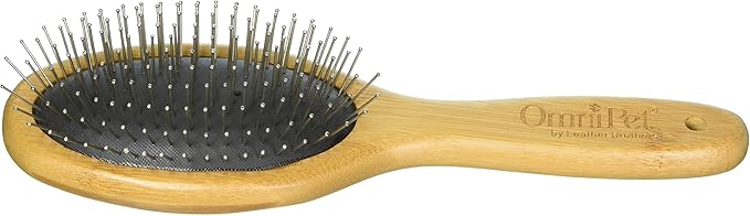 Pro-Finish Pin Grooming Brush with Carbonized Bamboo Handle, Large, 9"