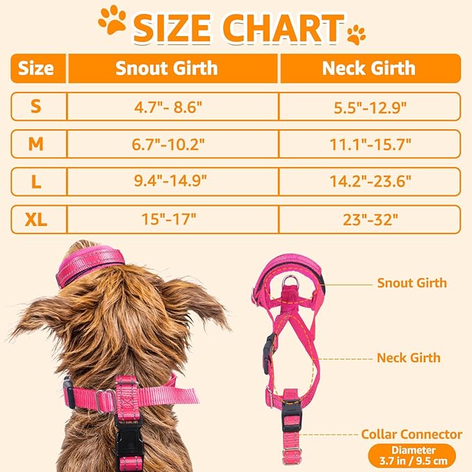 SlowTon Soft Dog Muzzle, Adjustable Padded Nylon Muzzle for Large Medium Dogs Anti Chewing Barking Biting, Allow Dog Pant & Drink (Fuchsia, L)