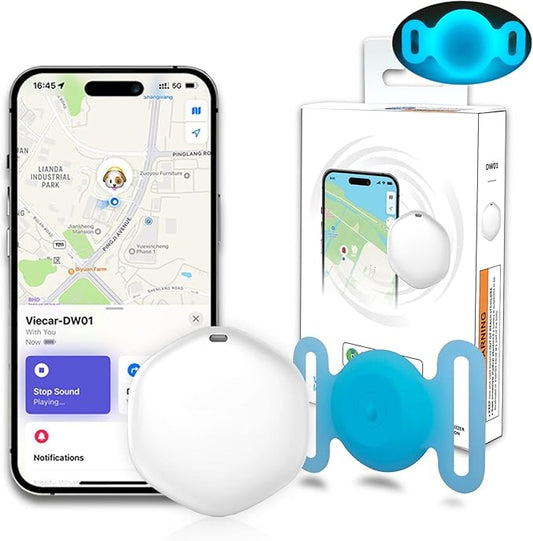 GPS Tracker for Dogs, Mini GPS Cat Tracker, Dog Tracking tag with Holder, No Monthly Fee,Work with Apple Find My(iOS Only),Dog Tracking Device,Anti-Lost,Finder Tag for Vehicles/Pets/Kids/Items (Blue)