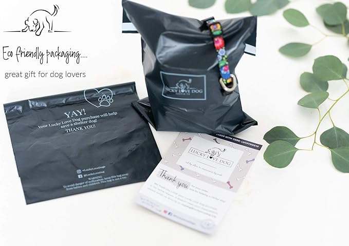 Lucky Love Dog Martingale Dog Collar - Adjustable, No-Slip, Durable, & Soft Webbing Dog Collar for Male and Female Dogs Ideal for Training & Walking - Stylish Hippie Pattern, Medium Size