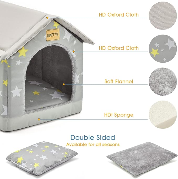 Jiupety Cozy Pet Bed House, Indoor/Outdoor Pet House, 2XL Size for Large Dog, Warm Cave Sleeping Nest Bed for Cats and Dogs, Gray