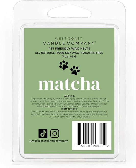 Pet Friendly Wax Melts | Pet Safe Wax Melts | All Natural Dog Safe Wax Melts | Non-Toxic Wax Melts | Pet Odor Eliminator | Pure Soy Wax Melts | Veterinarian Approved (Matcha)