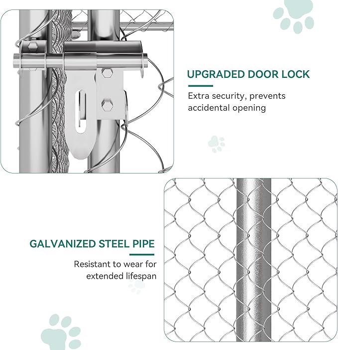 YITAHOME 10'x10' Large Outdoor Dog Kennel with Rotating Feeder Bowls, Outdoor Dog Enclosure with Roof, Heavy Duty Dog Cage for Large Dogs