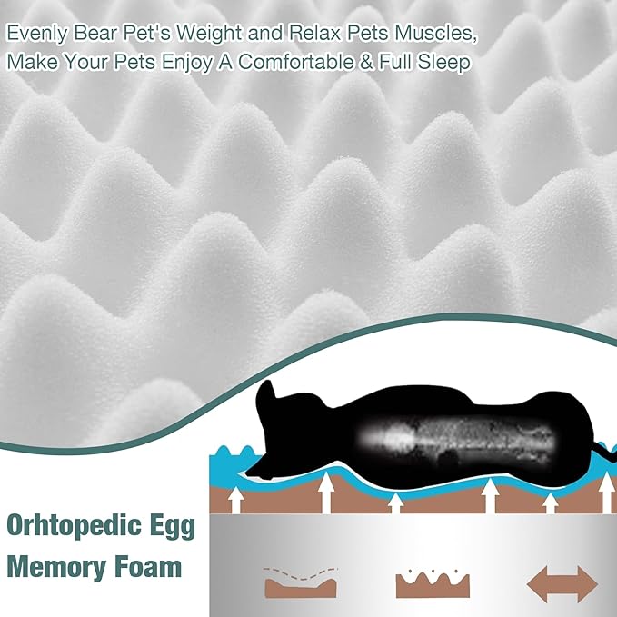 Small Dog Mat Washable Memory Foam Crate Bed Pad for Puppy Dog Cushion Mat Anti Slip Flat Dog Cage Padded Mat Beige,28"x20"