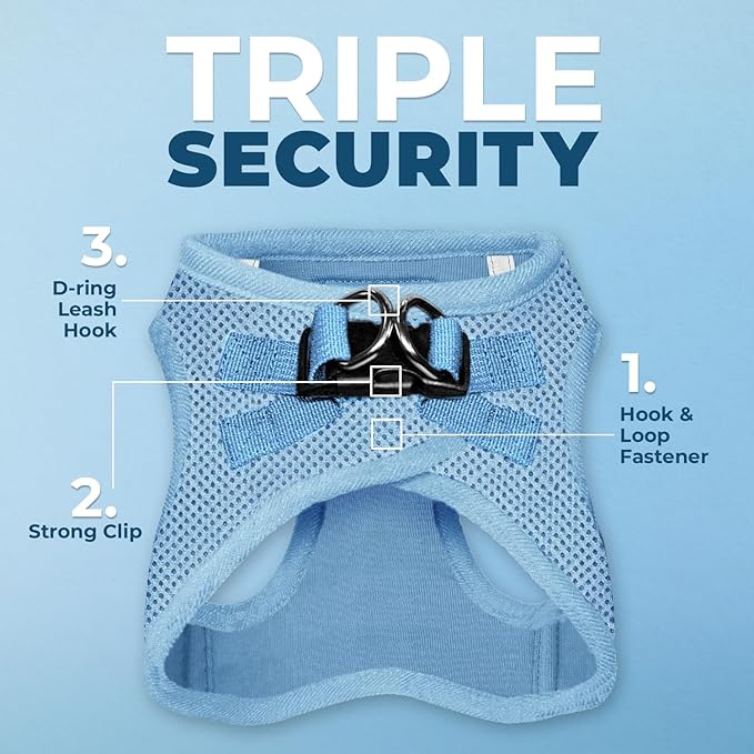 Voyager Step-in Air Dog Harness - All Weather Mesh, Reflective, No Pull Harness for Small, Medium Dogs, Cats - Secure with Hook & Loop Fastener, Buckle, Double D-Rings - Baby Blue, XS