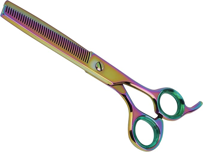 Professional Dog Groomer Kit - Rainbow Straight Scissor and 42 Teteth Thinning Shears Pet - Trust the Quality and Expertise -Unmatched Precision and Comfort - Flawless Results - Gromming Dogs Kit