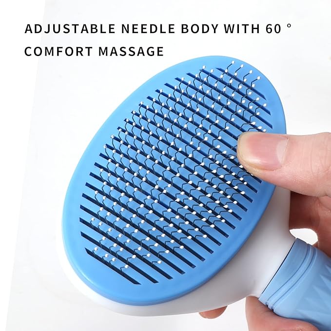 Pet Grooming Brush, Self Cleaning Slicker Brush for Dogs, Cats, Bunnies, Removes Loose Undercoat, Massaging Tool for Long or Short Hair