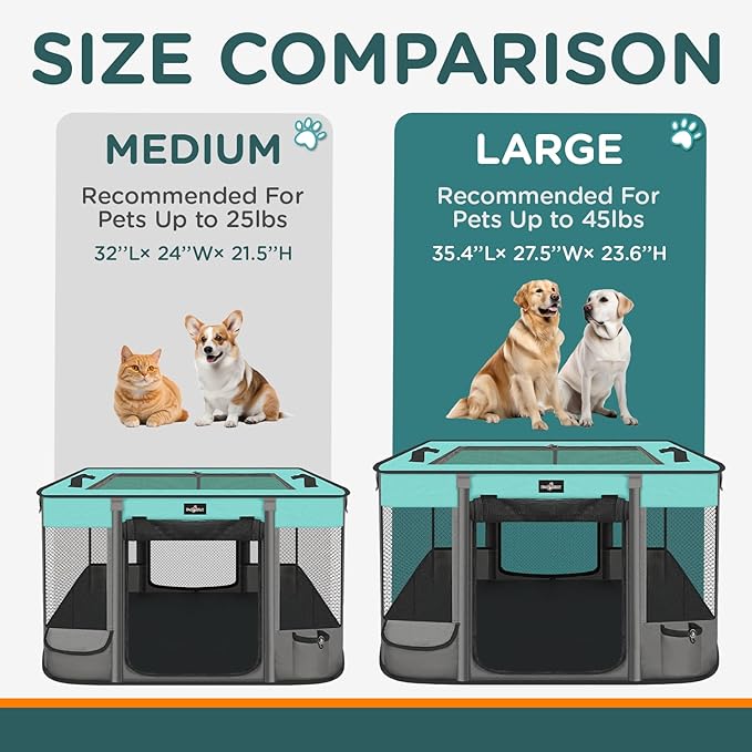 Pet Dog Cat Playpen,Foldable Waterproof Puppy KittenTent,Portable Playpen Kennel,Breathable Shade Cover Crate,Play Pen with Carrying Case, Indoor OutdoorTravel Camping for Small Animals