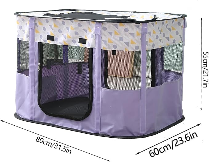 Foldable Pet Playpen, Puppy Play Pen for Indoors Foldable Indoor Enclosure with Carry Bag (Large, Purple)