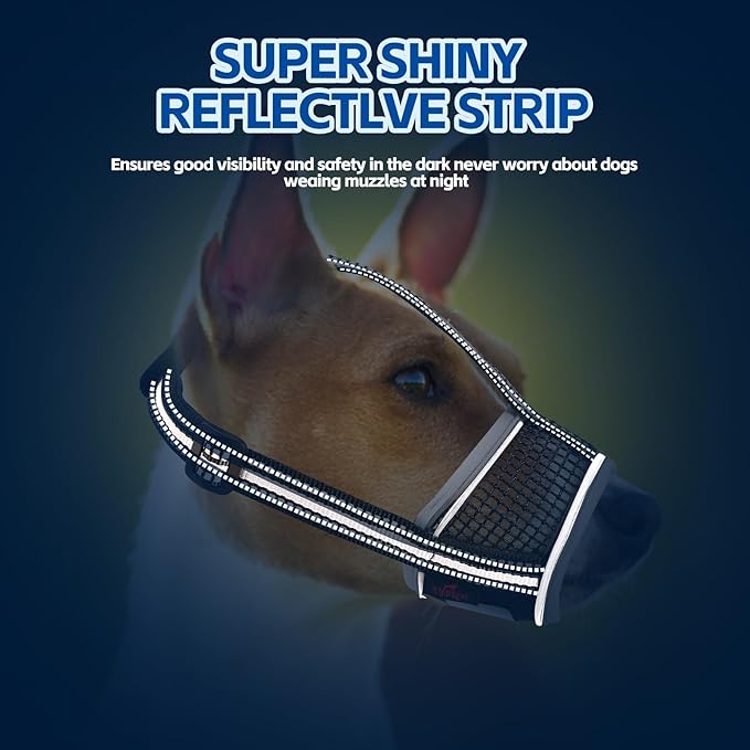 Dog Muzzle,Soft Mesh Breathable Muzzle, Air Mesh Dog Muzzle with Reflective & Adjustable Strap for for Biting Chewing Grooming,Allow Panting Drinking,Dog Muzzle for Medium (Black, M)