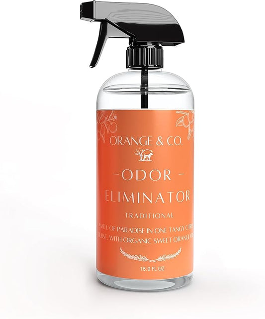 Orange & Co. Traditional Pet Odor Eliminator - Strong Citrus Formula for Stubborn Dog and Cat Pee Odors on Carpet, Furniture, and Indoor/Outdoor Floors - Deodorizer - 16 Fluid Ounces - Puppy Supplies