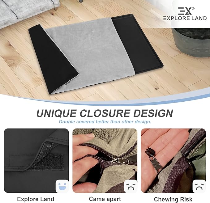 Explore Land Dog Crate Pan Cover with Softer Fluffy Top for 48 inch Dog Cage - Reversible Washable Liner for Dog Crate Tray