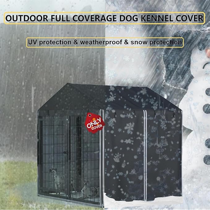 Outdoor Dog Kennel Cover, 4 ft. x 4 ft. x 4.5 ft. Outdoor Large Full Cover Dog Kennel Cover, 600D Heavy Duty Waterproof, Windproof, UV Resistant (Cover Only)