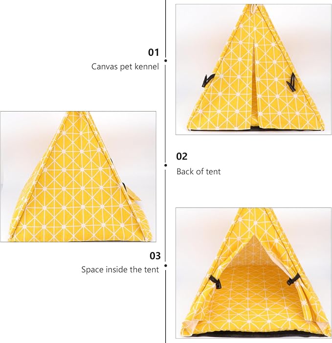 POPETPOP Dog Teepee Tent : Cat Teepee Triangle Pet Teepee Washable Cat Teepee Tent Indoor Dog House for Small Dogs