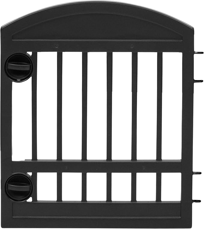 IRIS 24'' 4 Panel Pet Playpen with Door, Black with IRIS 24'' 2 Panel Pet Playpen Add-On, Black