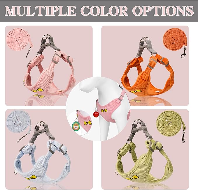 No Pull Dog Harness with Leash Pet Soft Vest Harness and Leash Set Dog Cat No Choke Escape Proof Harness Reflective Step in Harness for Small Medium Dogs Cats (Pink, Large)