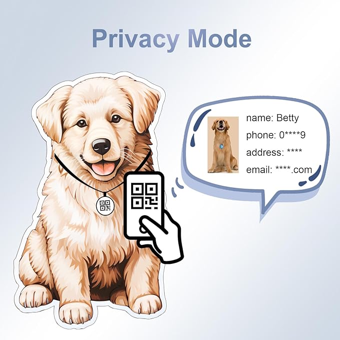 Pet Name Tags Personalized, ID Tags DIY kit for Dog&Cat, Customered Dog Tags with QR Code | Dynamic Profiles | Privacy Protected | Souvenir | with Rings (Big Round)