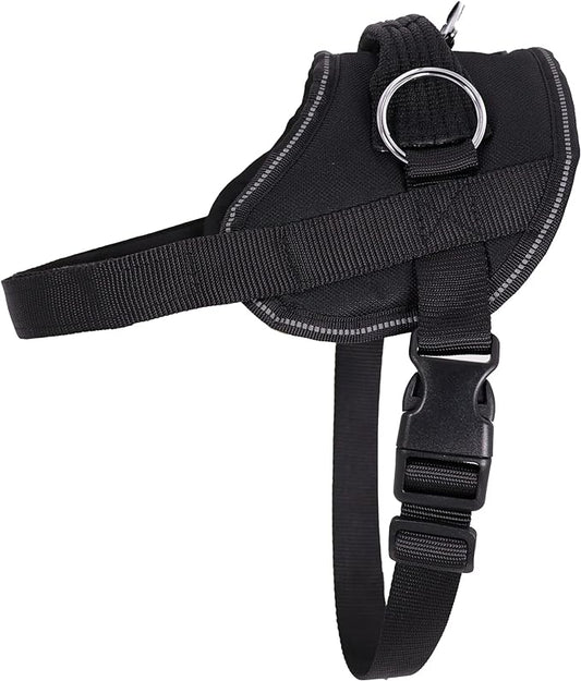 Bark Appeal Black No-Pull Dog Harness for Medium to Large Sized Pets – Adjustable, Reflective Vest with 3 Leash Clips for Added Control, Easy Walks & Training – Large