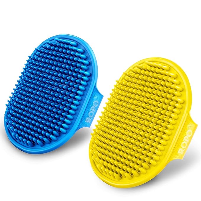 ROPO 2PC Dog Grooming Brush, Pet Shampoo Bath Brush&Pet steel comb, pet dog cat grooming comb