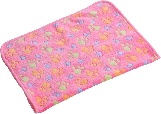UTTPLL Blanket-Premium-Flannel-Medium-Printed Throw for Cats Dog Puppy Animals Soft Fluffy Fleece Pet Blankets Cozy Warm Sleep Mat Cute Paw Pink