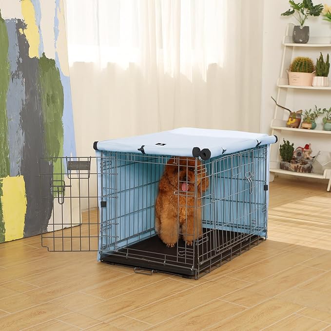 X-ZONE PET Double Door Dog Crate Cover - Polyester Pet Kennel Cover Fits 30 inches Wire Dog Cage Blue