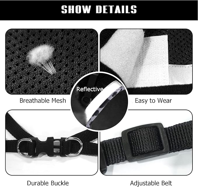 FEimaX Dog Harness and Leash Set for Walking, Soft Mesh Adjustable Easy Control Lightweight Cat Vest Harnesses with Reflective Strips, Escape Proof Small Dogs Cats Vests