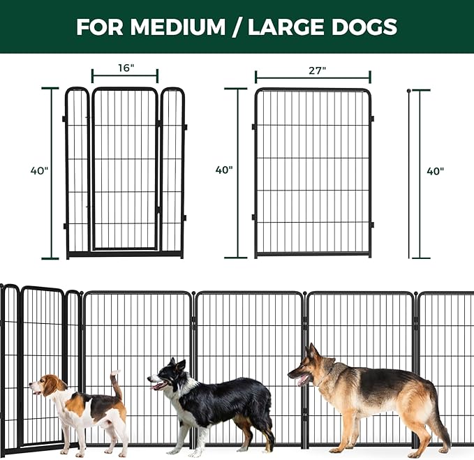 FXW Homeplus Dog Playpen for Indoor Use - Stress-Free and Safe Play, Heavy Duty 40 Inch 8 Panels Dog Pen for Medium and Large Dogs, Black│Patented