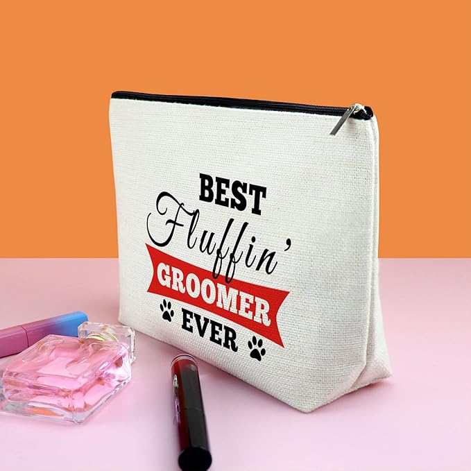 Thank You Gift Dog Groomer Gift for Women Pet Groomer Gift for Dog Stylist Makeup Bag Dog Hairdresser Cosmetic Bag Dog Groomer Gift for Dog Grooming Hair Stylist Best Groomer Ever Gift for Dog Salon