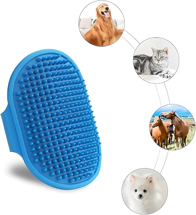 JASLAH 3 PCS Set, Pet Massage Brush Dog Bath Brush for Long/Short Hair Pet Shampoo Brush Soft Silicone Comb for Pets Grooming Bathing Tool Dog Hair Removal Tool, Blue+Yellow+Pink