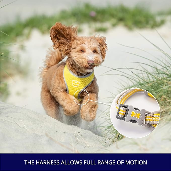 HUGO & HUDSON Dog Harness No-Pull Pet Harness Adjustable Quick Dry Mesh Padded Vest, Yellow, XS