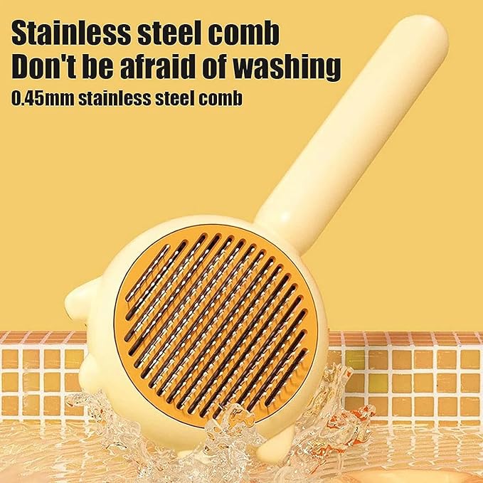 2Pcs Magic Pet Grooming Brush with Release Button for Shedding, Self Cleaning Slicker Comb for Long or Short Hair Cats and Dogs