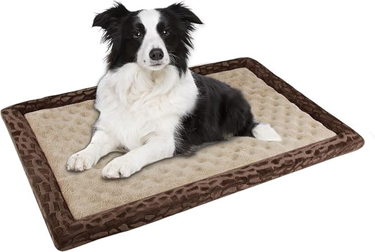 Large Dog Crate Pad 36 inch Memory Foam Dog Kennel Bed Soft Flannel Washable Anti Slip Puppy Sleeping Mat,Brown