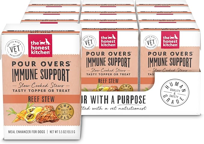 The Honest Kitchen Functional Pour Overs: Immune Support - Beef Stew Dog Food Topper, 5.5 oz x12